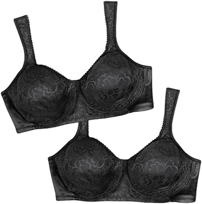 Playtex 18-Hour Ultimate Lift Wireless Bra, Wirefree Bra with Support, Full-Coverage Wireless Bra for Everyday Comfort Black/Black / 2 / 36B