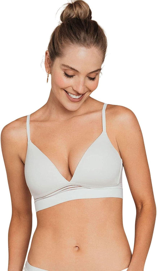 Plunge Wireless Bras for Women - Seamless No Underwire Triangle Bra White / 36B