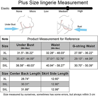 Plus Size Lingerie for Women Lace Black Babydoll Sexy Mesh High Waisted Nightdress Strappy Exotic Sleepwear Apparel & Accessories > Clothing > Underwear & Socks > Lingerie Kylie Max   