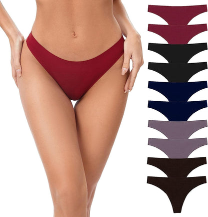 POKARLA Seamless Thongs for Women No Show Underwear Pack of 10 Multicolor-02-pack of 10 / Small