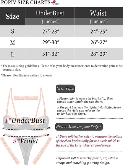 Popiv Women'S Strappy Neon Lingerie Mesh Bra and Panty Set Sexy Outfit Tops 4 Piece