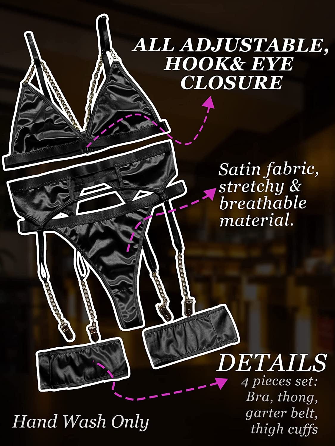 Popiv Women Sexy Lingerie Strappy Lace Garter Lingerie Sets High Waisted Sheer Mesh Lingerie