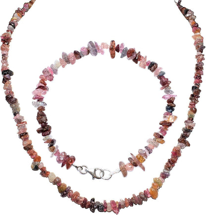 Premium Grade Himalayan Gemstone Crystal Chip Jewelry Set + Selenite Heart Charging Crystal (18" Necklace, 7" Bracelet, 2" Earrings) [Selenite Charged] umbria sapphire