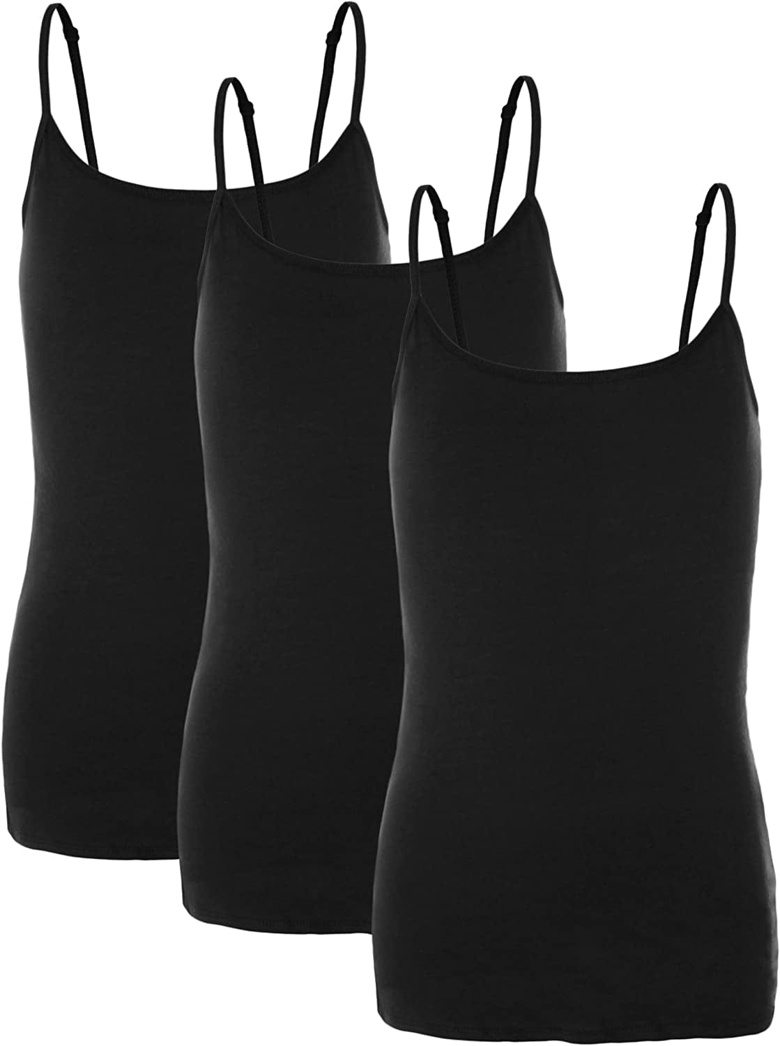 Preteen Training Bra Camisole Wireless Built in Fabric Support Cami 3pk - Black, Black, Black / Medium