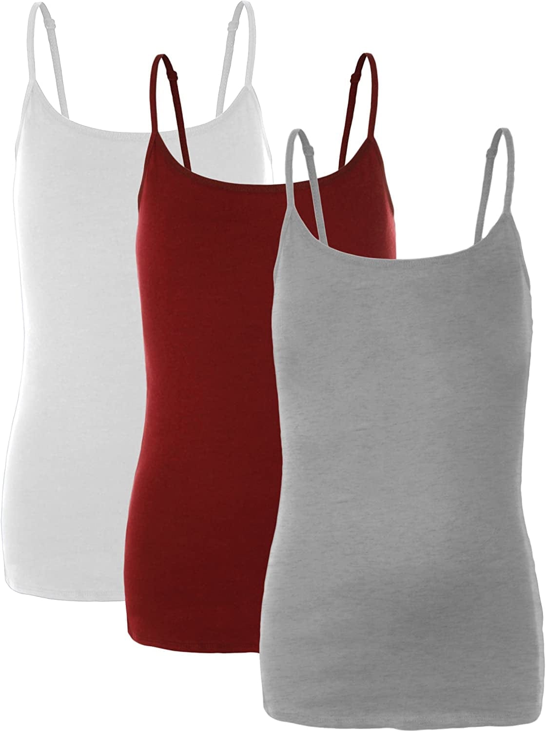 Preteen Training Bra Camisole Wireless Built in Fabric Support Cami 3pk - White, Red, H Gray / Small