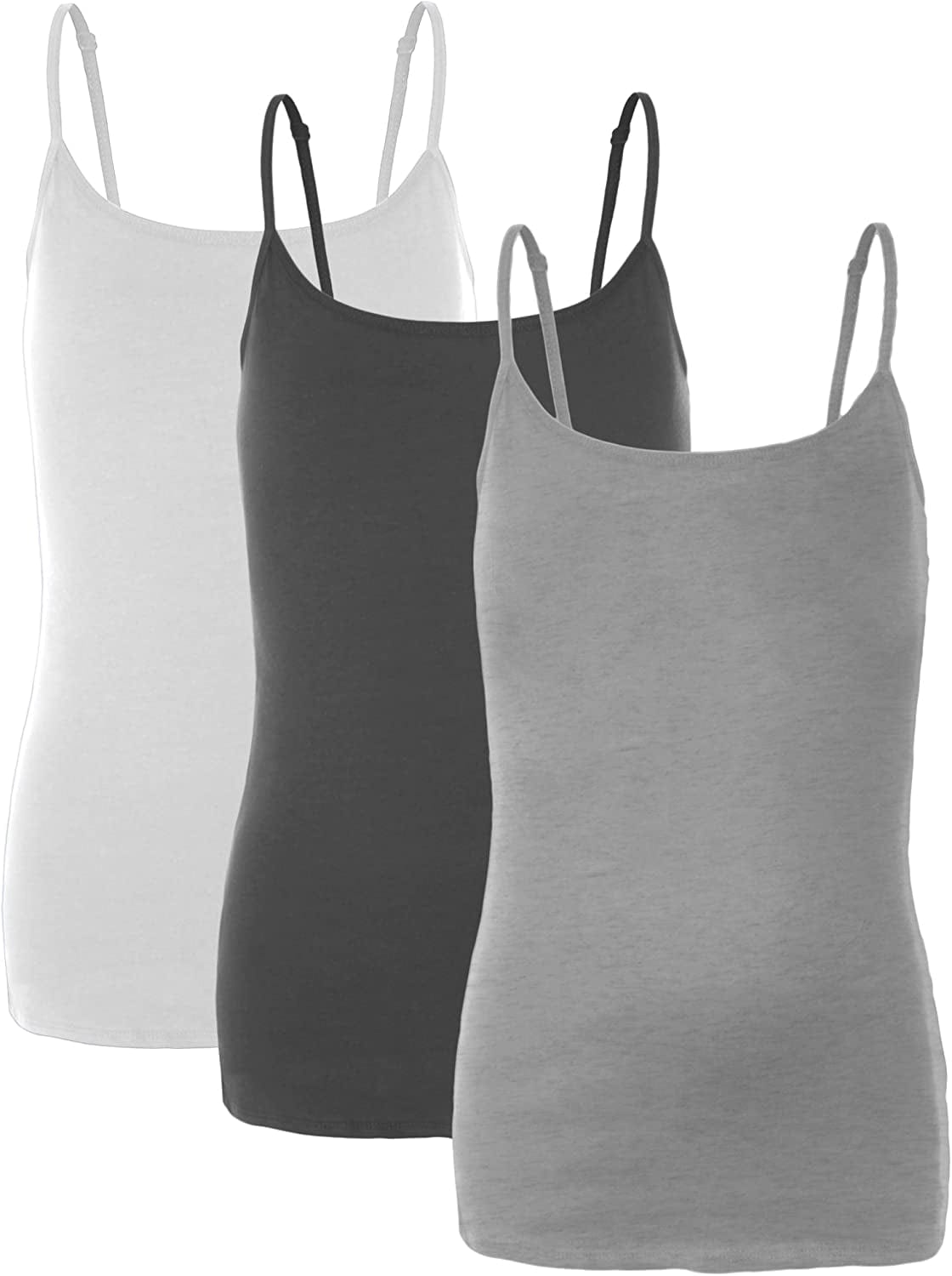 Preteen Training Bra Camisole Wireless Built in Fabric Support Cami 3pk - White, Charcoal, H Gray / Small