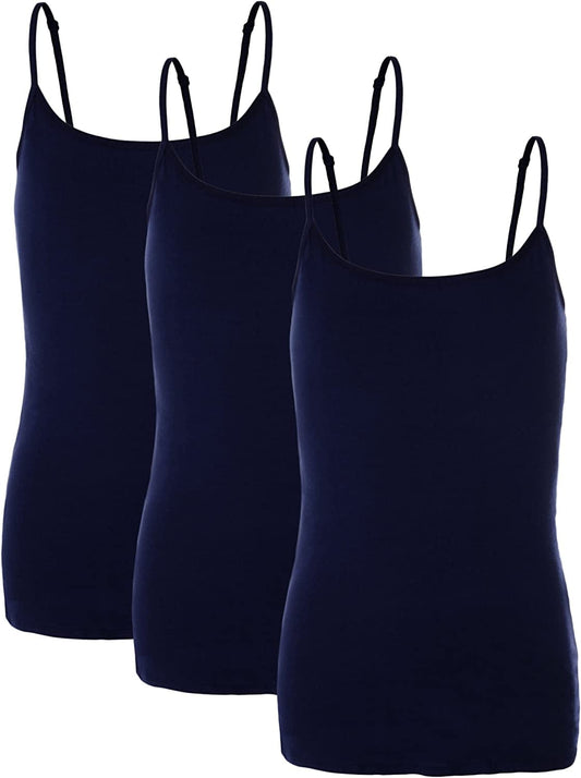 Preteen Training Bra Camisole Wireless Built in Fabric Support Cami 3pk - Navy, Navy, Navy / Medium