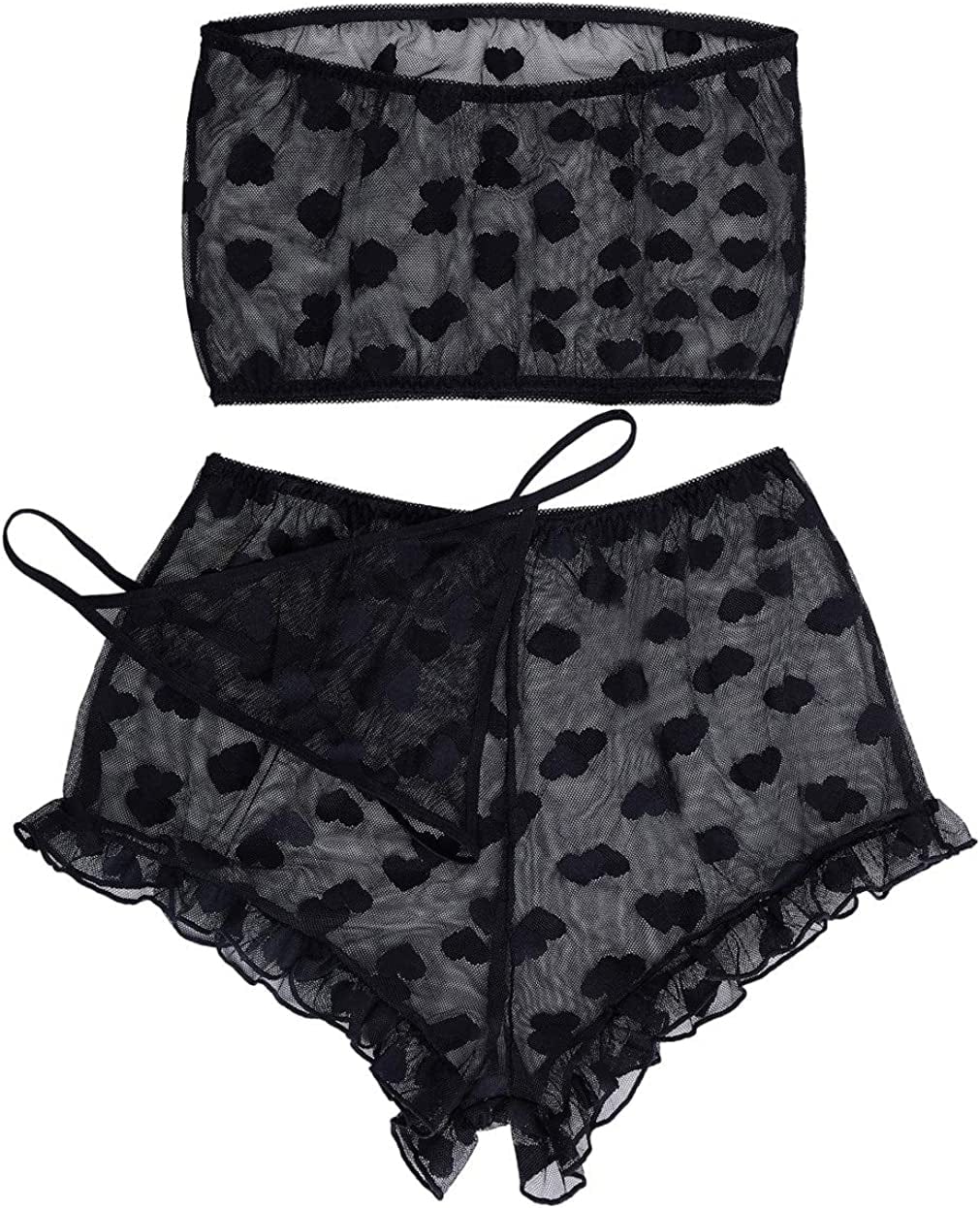Pretishows Women'S Lingerie Set Stretchy Lace Bandeau Bra Underwear Set Size S-XXL