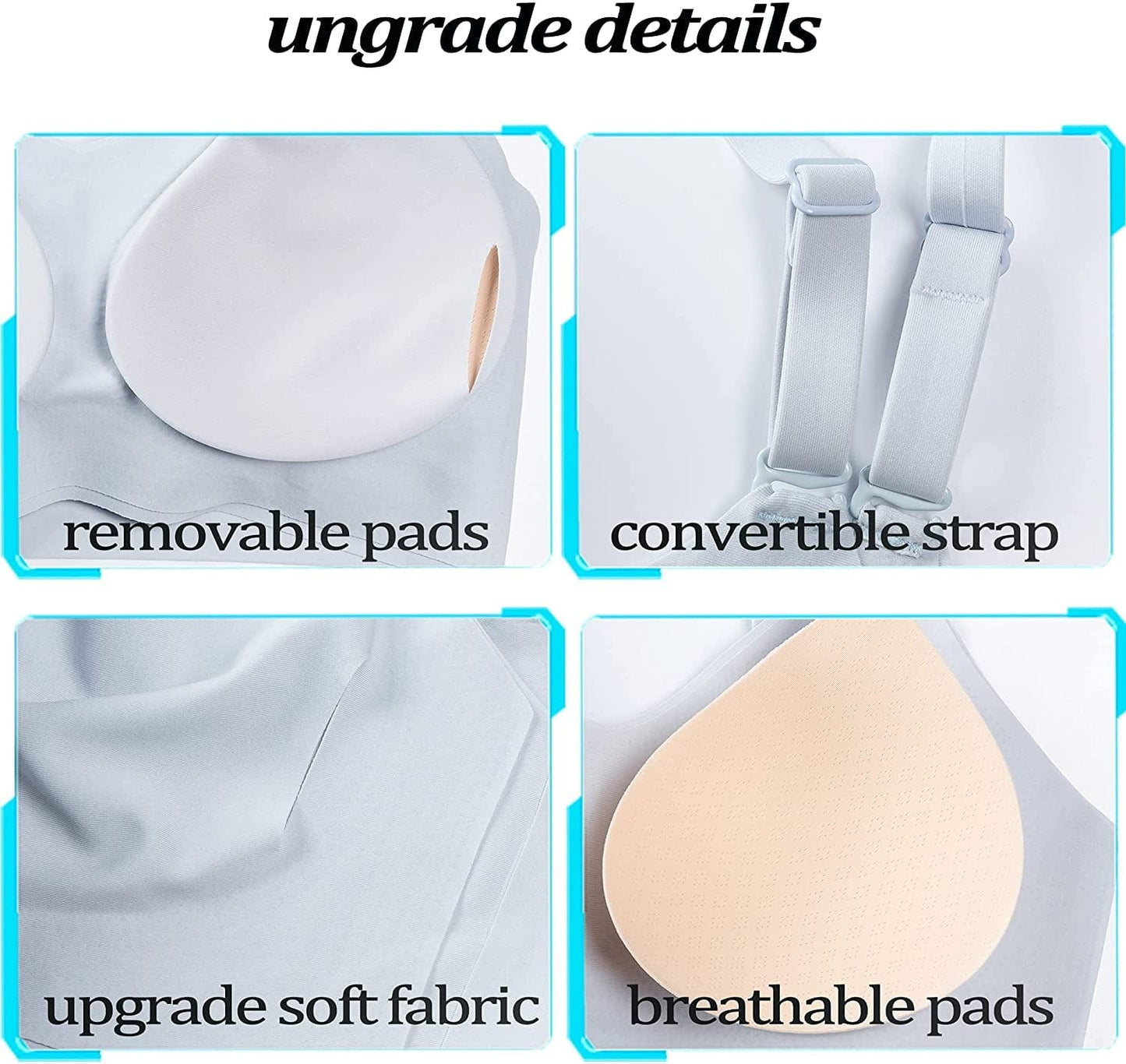 PRETTYWELL Bras for Women Comfort Seamless Bra, Cross Back Adjustable Bralette Bra, Wireless Everyday Bras for Women A-C Cup