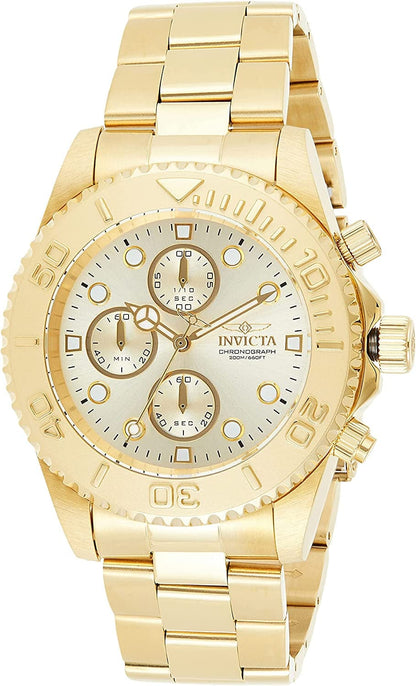 Pro Diver Men'S Wrist Watch Stainless Steel Japanese Quartz Gold Ion-Plating / 22 mm