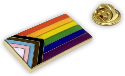Progress Pride Flag LGBTQ Lapel Pin - LGBT Badge Equality Gay Lesbian Bisexual Transgender Supports Rainbow Brooch
