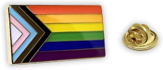 Progress Pride Flag LGBTQ Lapel Pin - LGBT Badge Equality Gay Lesbian Bisexual Transgender Supports Rainbow Brooch 1