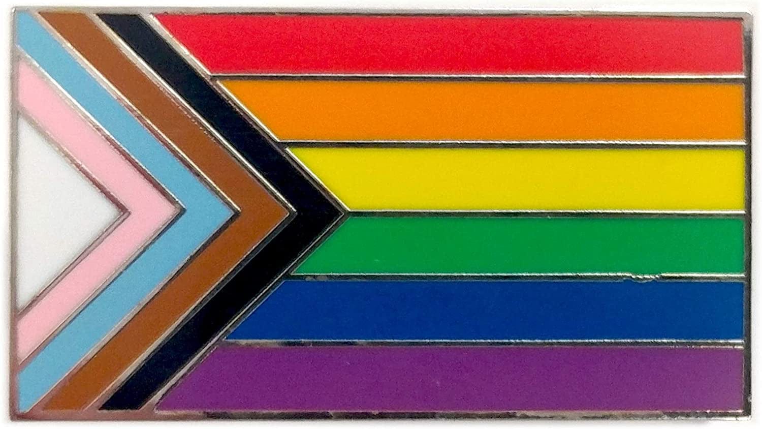Progress Pride Flag LGBTQ POC Transgender Flag Enamel Pin - Lapel or Fabric Pin