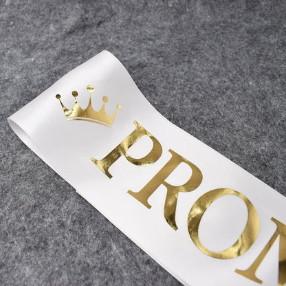 "Prom Court" Sash - Set of 2 - School Dance Graduation Party School Party Accessories, White with Gold Print … Apparel & Accessories > Clothing Accessories > Sashes TTCOROCK   