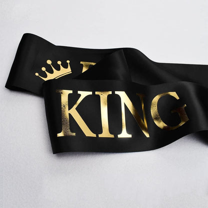 "Prom King" And"Prom Queen" Sashes - Graduation Party School Party Accessories, Black with Gold Print Apparel & Accessories > Clothing Accessories > Sashes TTCOROCK   