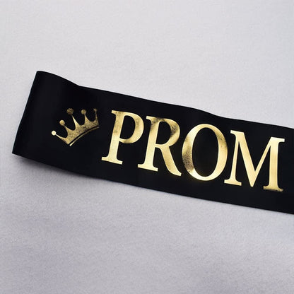 "Prom King" And"Prom Queen" Sashes - Graduation Party School Party Accessories, Black with Gold Print Apparel & Accessories > Clothing Accessories > Sashes TTCOROCK   