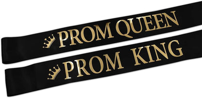 "Prom King" And"Prom Queen" Sashes - Graduation Party School Party Accessories, Black with Gold Print Apparel & Accessories > Clothing Accessories > Sashes TTCOROCK   