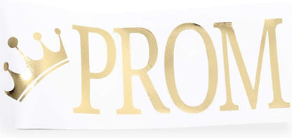 "Prom Royalty" Sash - School Dance Graduation Party School Party Accessories, White with Gold Print Apparel & Accessories > Clothing Accessories > Sashes TTCOROCK   