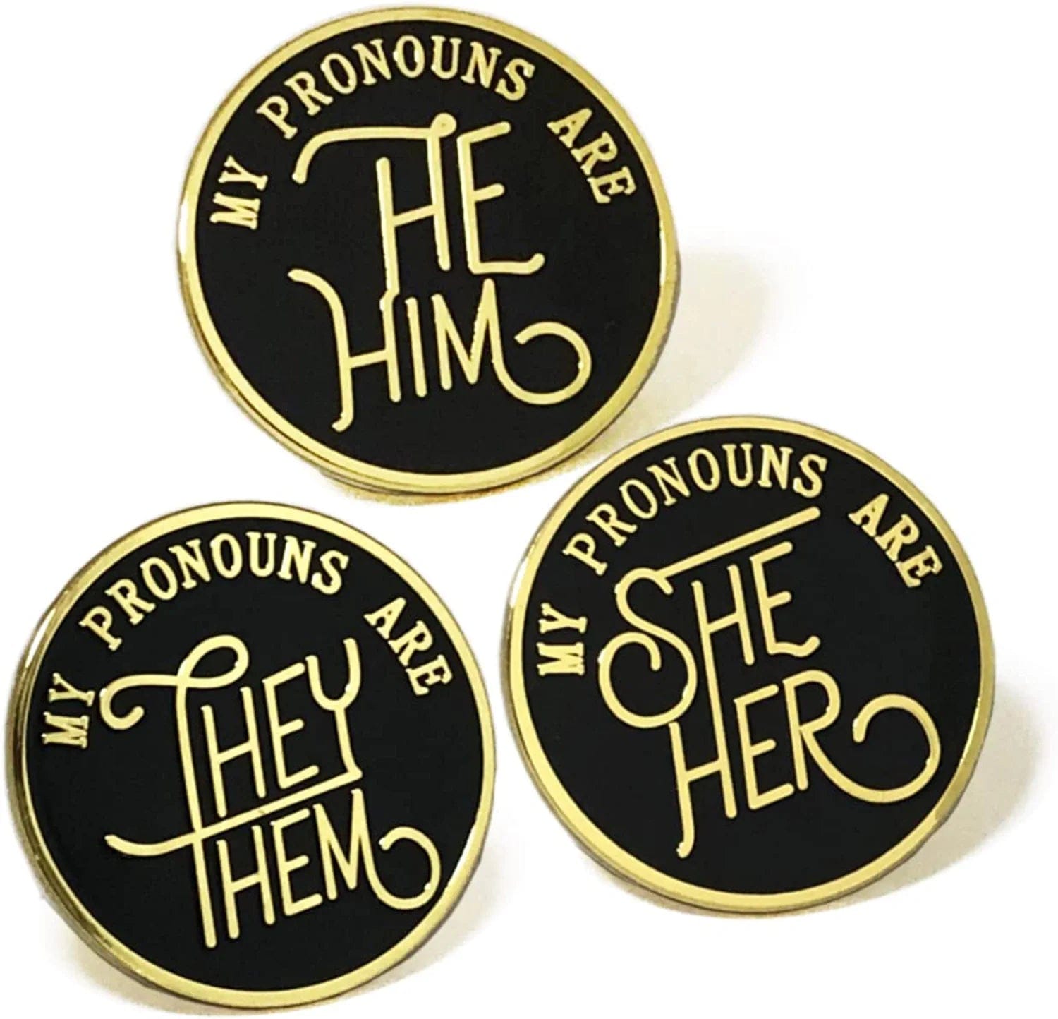 Pronoun Pins, My Pronouns Are Gender Identity Pins, Non Binary Pronoun Pin Stainless Steel, Pronouns Enamel Pin for Backpack, Lapel, Hat, Gifts 3 Styles