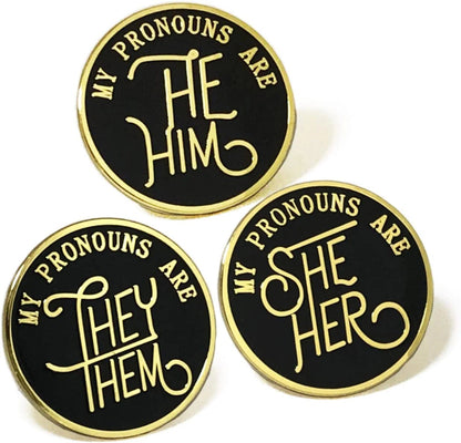 Pronoun Pins, My Pronouns Are Gender Identity Pins, Non Binary Pronoun Pin Stainless Steel, Pronouns Enamel Pin for Backpack, Lapel, Hat, Gifts 3 Styles