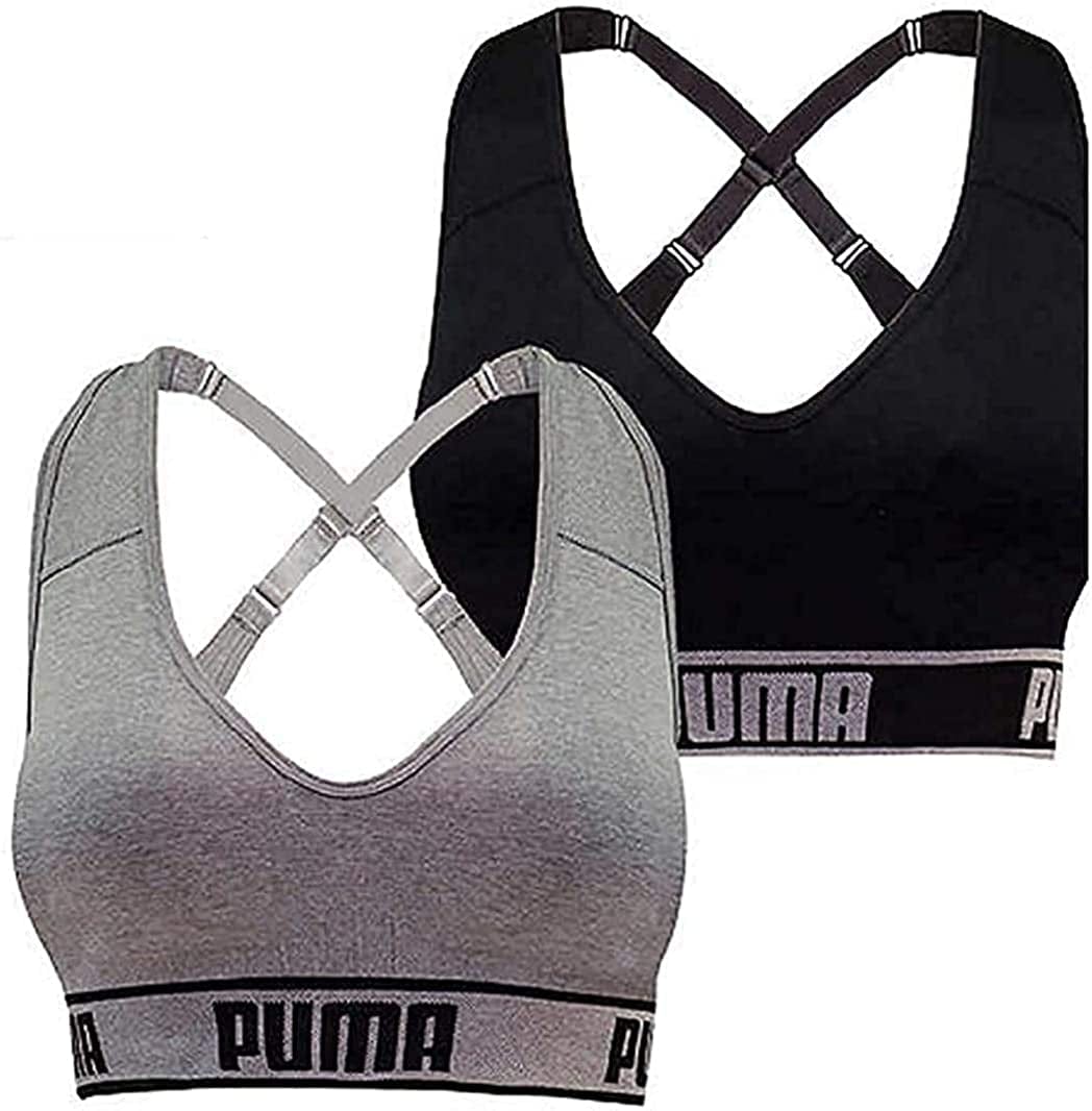 PUMA Women'S Seamless Black - Gray / Large (Pack of 2)