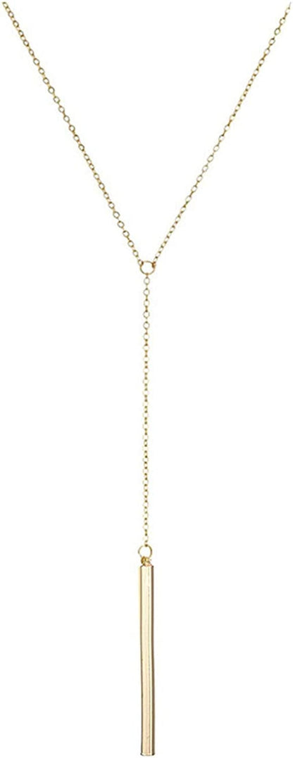 Punk Simple Style Gold/Silver Plated Lightning Long Exaggerated Square Geometric Stick Drop Dangle Earring for Women K-gold bar necklace