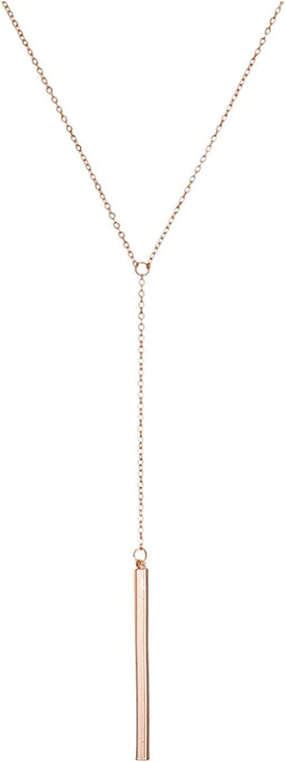Punk Simple Style Gold/Silver Plated Lightning Long Exaggerated Square Geometric Stick Drop Dangle Earring for Women L-a: rose gold bar necklace