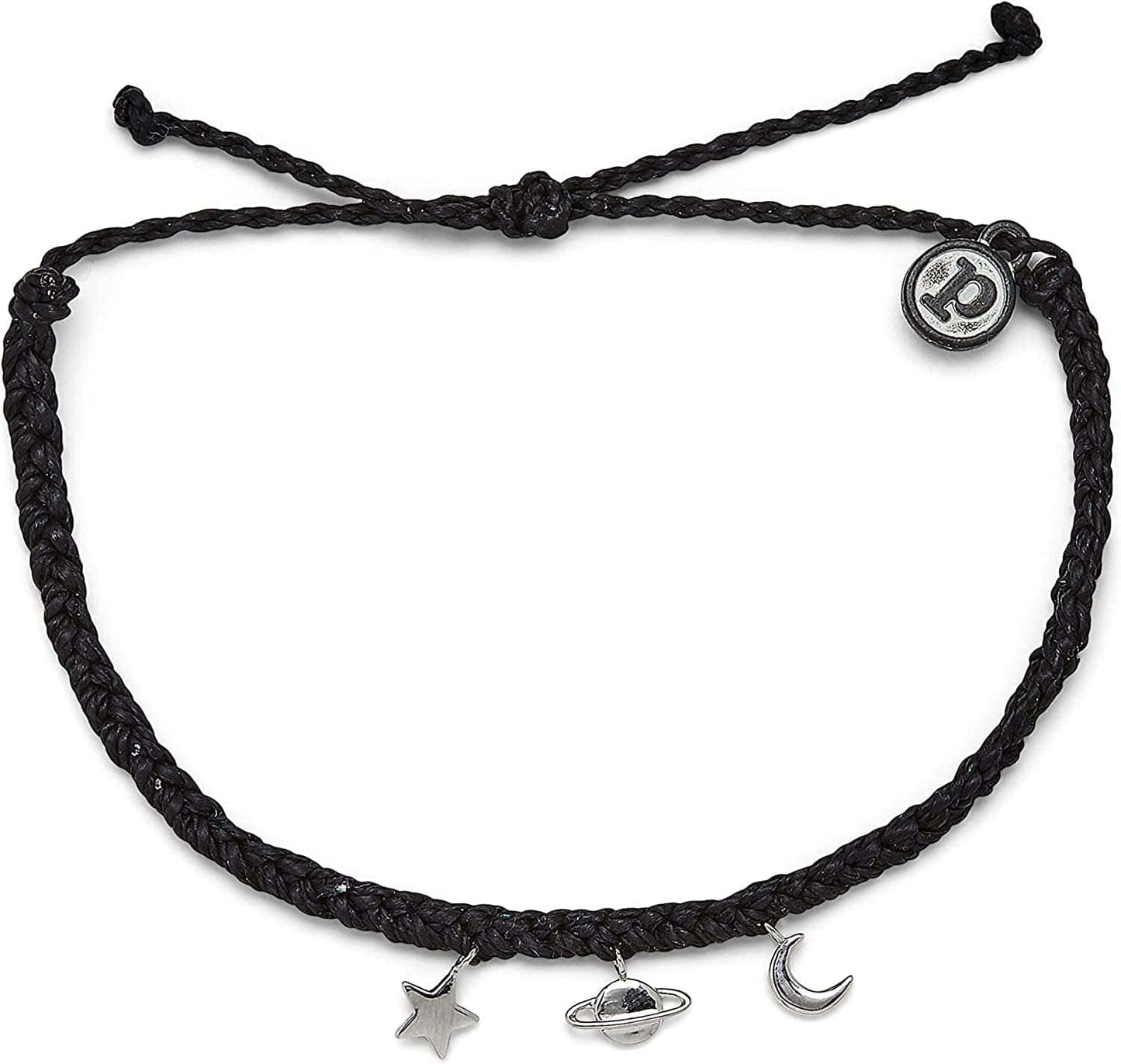 Pura Vida Silver or Rose Gold Cosmic Charms Bracelet - 100% Waterproof, Adjustable Band - Brand Charm Apparel & Accessories > Jewelry > Bracelets Pura Vida Black  