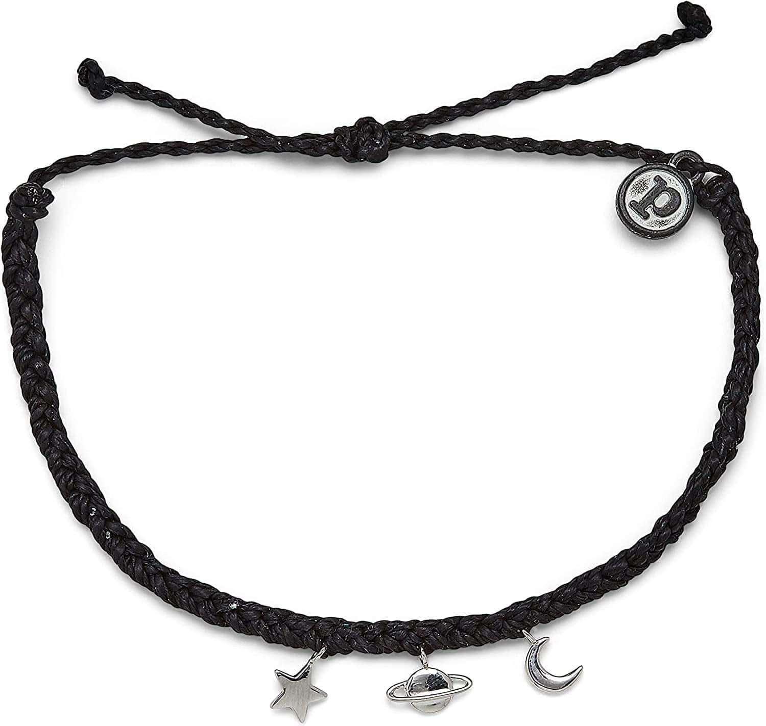 Pura Vida Silver or Rose Gold Cosmic Charms Bracelet - 100% Waterproof, Adjustable Band - Brand Charm Apparel & Accessories > Jewelry > Bracelets Pura Vida Black  