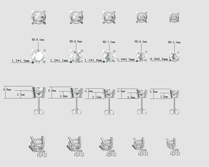 Pure Brilliance 4 Prong 2.00Cttw Stud Earrings & 1.50Ct Solitaire Necklace Jewelry Set (W)