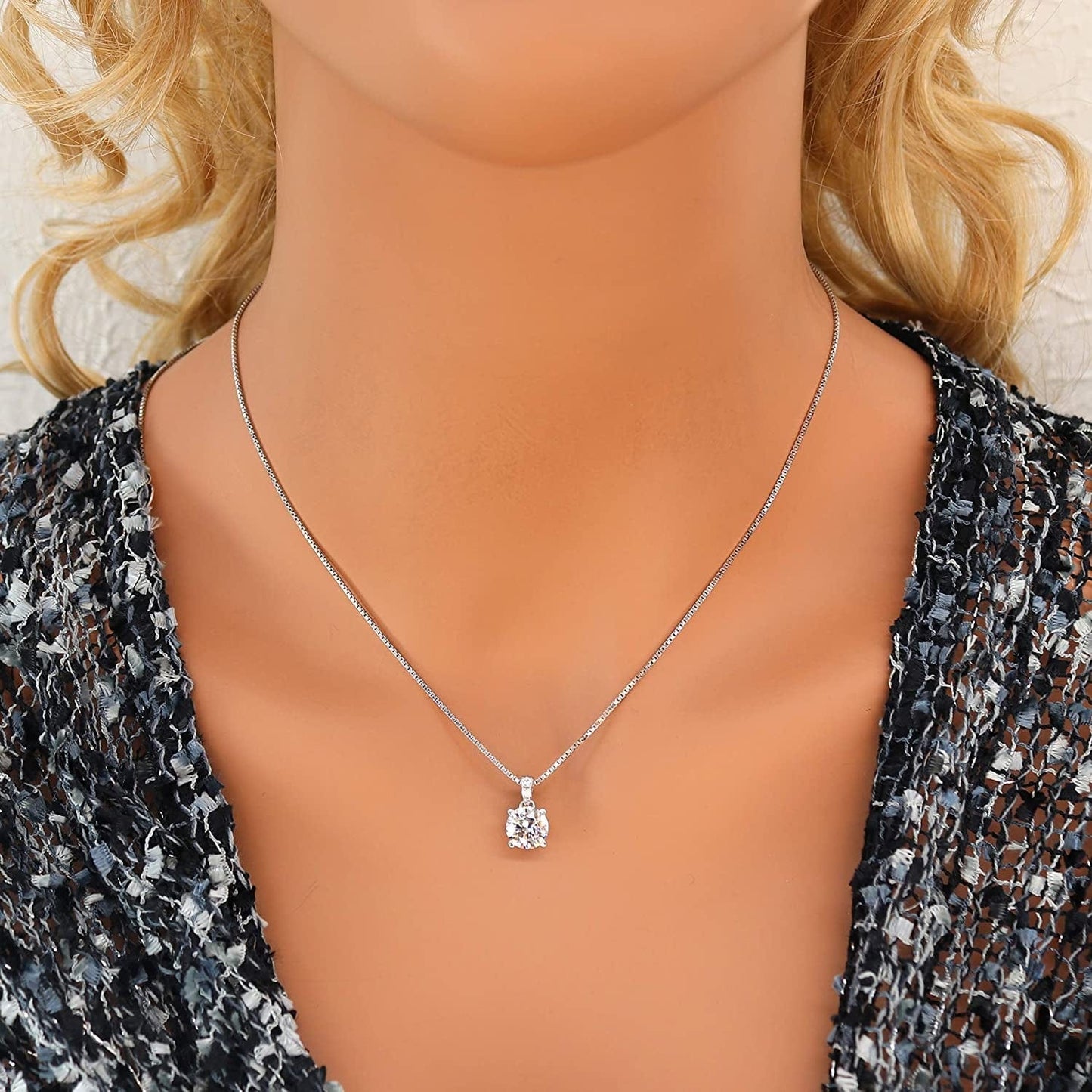 Pure Brilliance 4 Prong 2.00Cttw Stud Earrings & 1.50Ct Solitaire Necklace Jewelry Set (W)