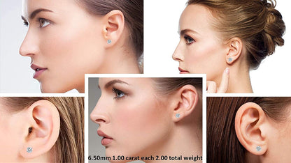 Pure Brilliance 4 Prong 2.00Cttw Stud Earrings & 1.50Ct Solitaire Necklace Jewelry Set (W)