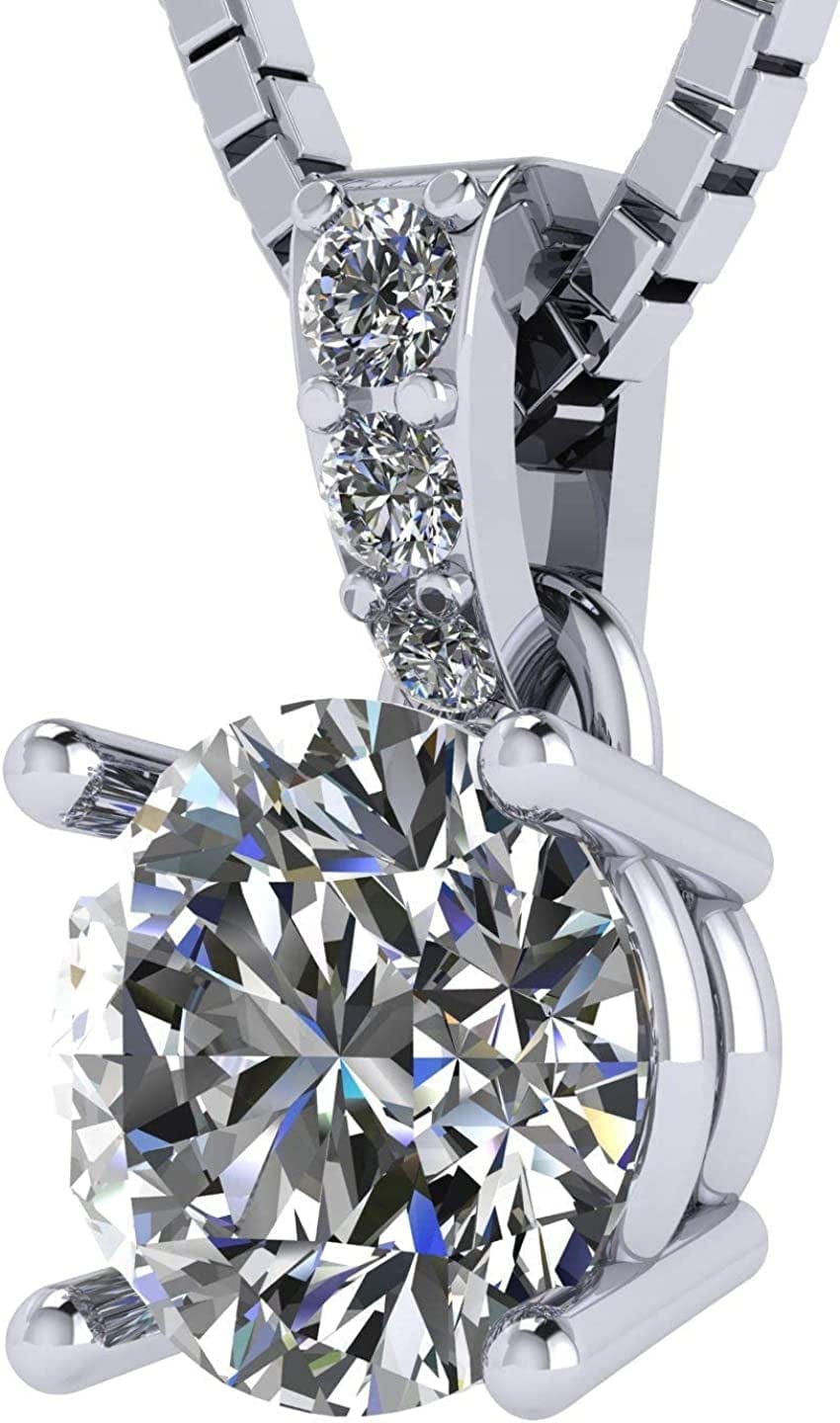 Pure Brilliance 4 Prong 2.00Cttw Stud Earrings & 1.50Ct Solitaire Necklace Jewelry Set (W)
