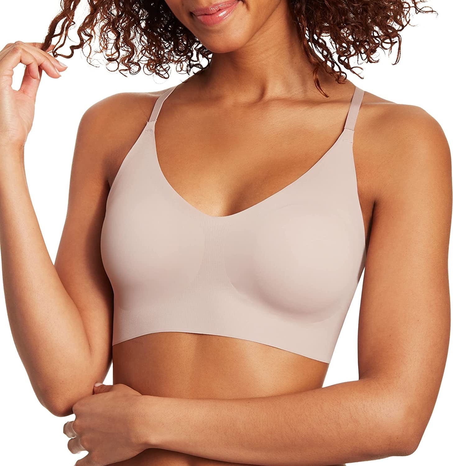 Pure Comfort Lace Bralette, Padded Pullover Wireless Bra, Our Best Bralette with Racerback Evening Blush / Large