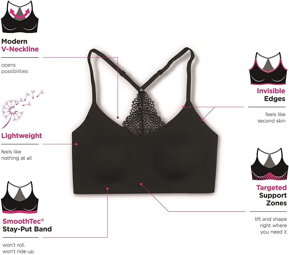 Pure Comfort Lace Bralette, Padded Pullover Wireless Bra, Our Best Bralette with Racerback