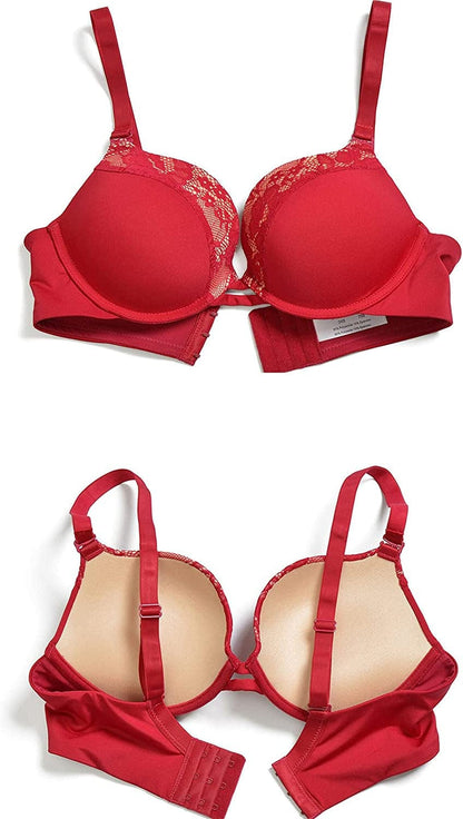 Push up Thick Padded Plunge Underwire T Shirt Lace Bra Lift Support for Women Add One Cup