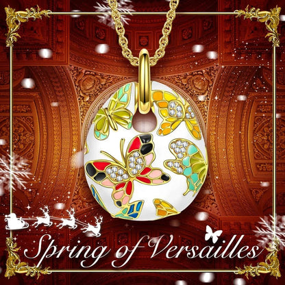 QIANSE "Spring of Versailles" Jewelry Set Gifts for Women, Enamel Butterfly Necklace and Earrings Set, Packaged with Jewelry Box, Christmas Birthday Gifts for Women A_Colorful Butterfly