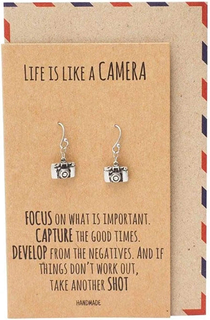 Quan Jewelry Cute Vintage Camera Miniature Jewelry for Women, Photography Gifts Earrings