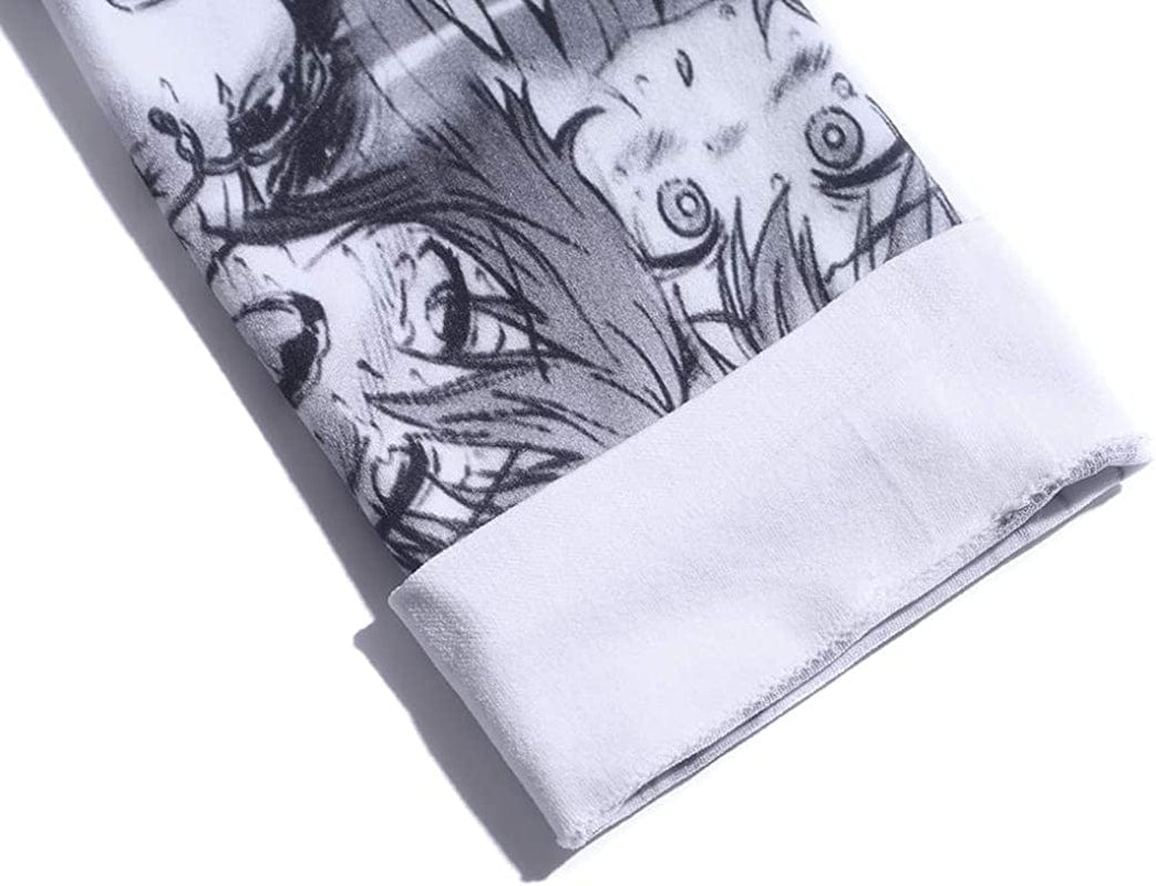 Quker Bean Lolita Japanese Manga Anime Ahego Face Micro Bikini Bra and Thong Set Thigh High Stockings Outfits Gray