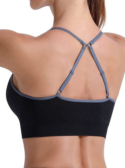 Racerback Sports Bras for Women - Padded Seamless High Impact Support for Yoga Gym Workout Fitness E1-black / XX-Large