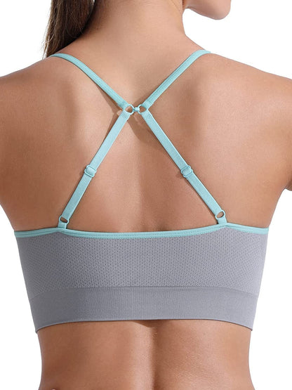 Racerback Sports Bras for Women - Padded Seamless High Impact Support for Yoga Gym Workout Fitness E3-grey / X-Large
