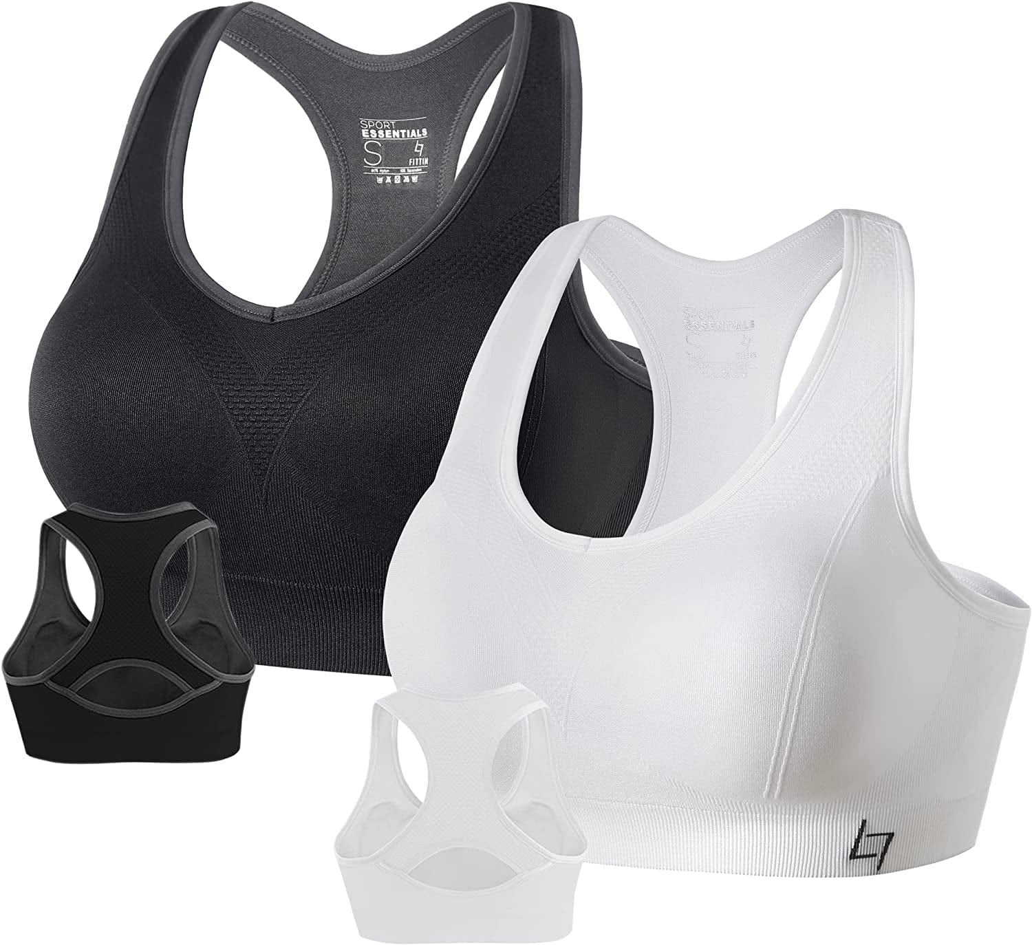 Racerback Sports Bras for Women - Padded Seamless High Impact Support for Yoga Gym Workout Fitness C1-black/White / Small
