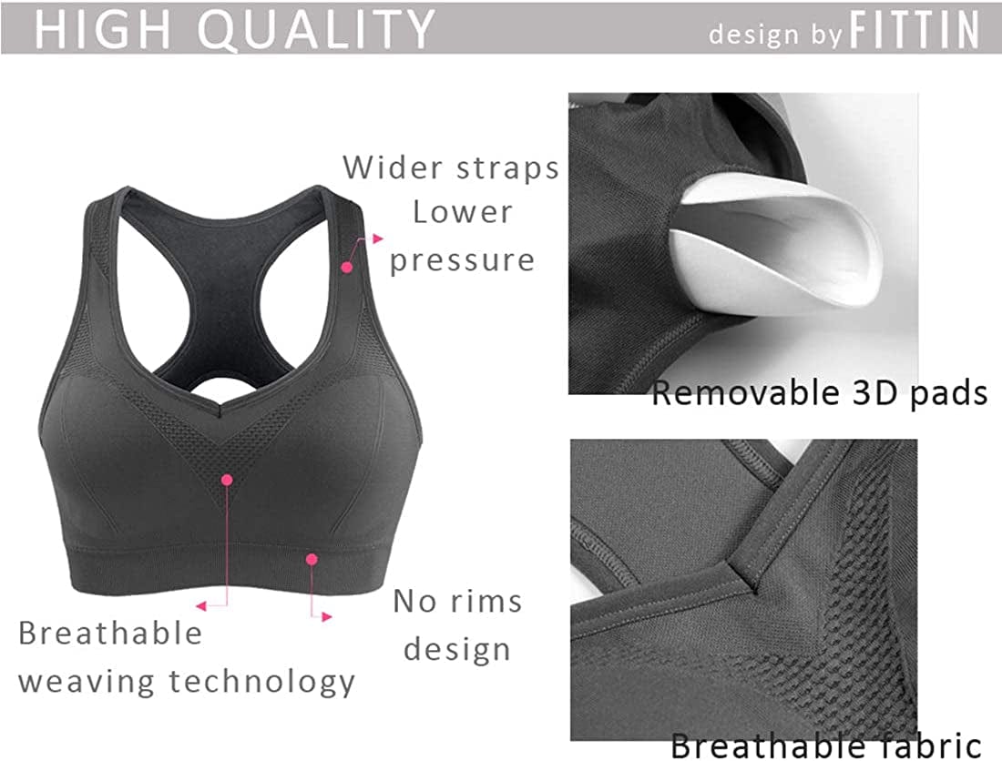Racerback Sports Bras for Women - Padded Seamless High Impact Support for Yoga Gym Workout Fitness