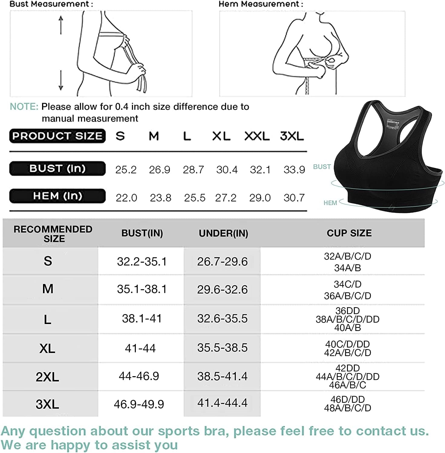 Racerback Sports Bras for Women - Padded Seamless High Impact Support for Yoga Gym Workout Fitness