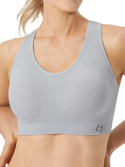 Racerback Sports Bras for Women - Padded Seamless High Impact Support for Yoga Gym Workout Fitness