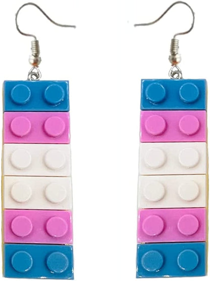 Rainbow Gay Pride Necklace Earrings Bracelet for Men & Women - Unisex Rainbow Jewelry - Plastic Bricks LGBT - Lesbian Gay Bisexual Transgender Jewelry for Men and Women Transgender Earrings