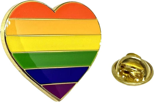 Rainbow Heart Lapel Pin - Gay Pride Brooch - LGBT Lesbian Transgender Queer Bisexual Proud - Decoration for Clothes Bags Hats