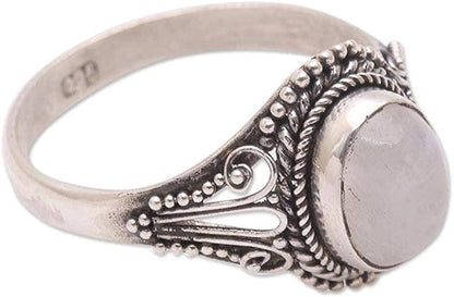 Rainbow Moonstone .925 Sterling Silver Ring, Princess Gem'
