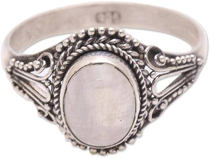 Rainbow Moonstone .925 Sterling Silver Ring, Princess Gem' 11