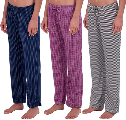 Real Essentials 3 Pack: Women’s Ultra-Soft Fleece Comfy Stretch Pajama Lounge Pants Elegant Sleepwear Apparel & Accessories > Clothing > Sleepwear & Loungewear > Pajamas Real Essentials Soft Knit Set C Medium 